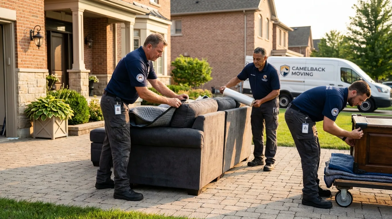 Large estate moving crew wrapping furniture in Howard Lake, MN